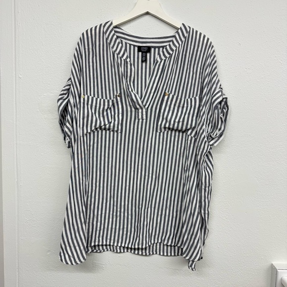 Jones New York Tops - Jones New York Striped Top Womens 3XL Grey Career Plus Size 3XL Corporate Flowy